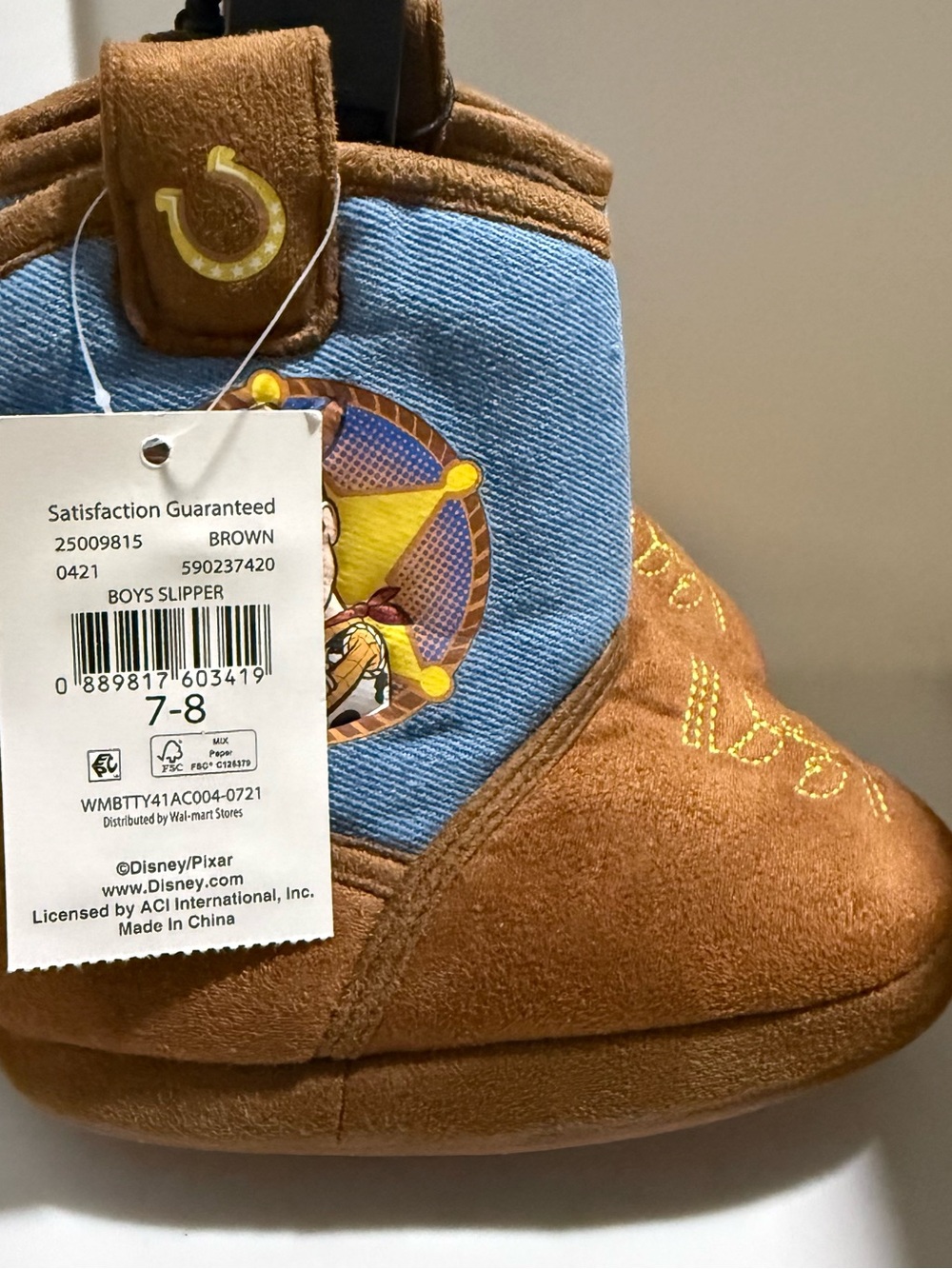 Boys' Brown Disney Woody Slipper - Size 7-8